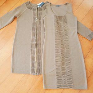 Overcoat and Sleeveless Dress- Wool Set,  M